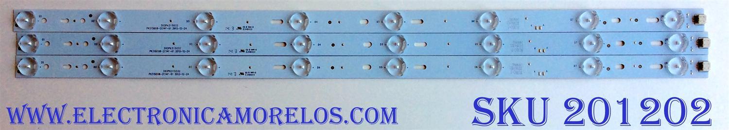 KIT DE LED´S / PARA TV (3 PIEZAS) / PROSCAN 303PK315032 / PK315D08-ZC14F-01 / E348423 / N195C-J / D23950/B21 / 140406A1 / PANEL´S LC320TU3A 01  / LC320TU2A1 / PKD315BA01 / MODELO PLDED3273A-E A1404