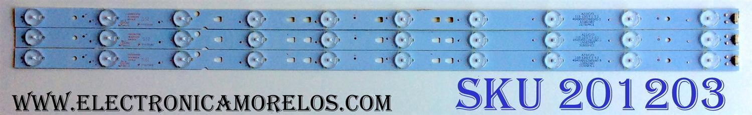 KIT DE LED´S PARA TV (3 PIEZAS) / JVC 30331510219 / LED315D10-07(B) / PY63508 / A21/C/O / 115-120/3.1-3.2 / 48400001260160-3 / 31500MC1 / PANEL LQ315T3HC34 / MODELO LT-32EM75