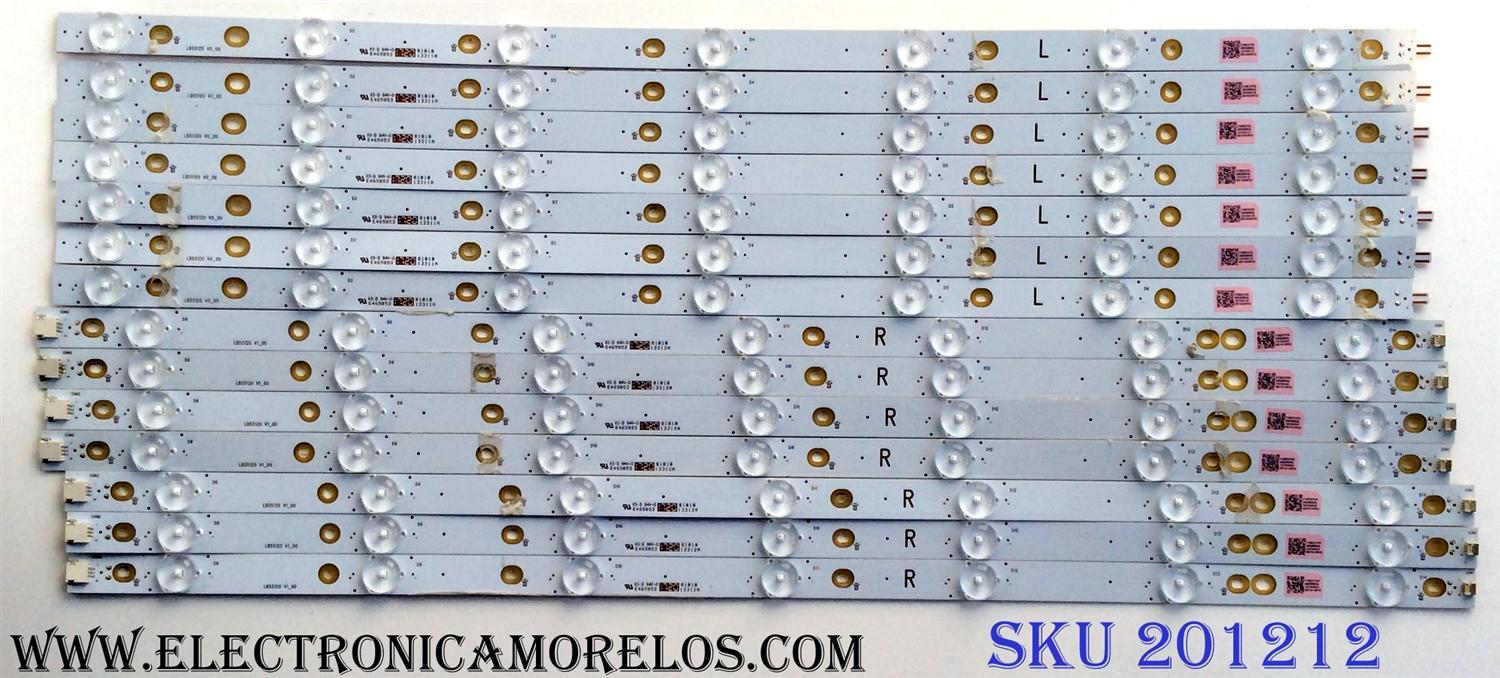 KIT DE LED´S PARA TV (14 PIEZAS) / INSIGNIA LB55120 V1_00 / 210BZ07DR / 210BZ07DL / 43030M04L / PANEL TPT550U2-D72.L REV:S01B / MODELO NS-55DR620NA18
