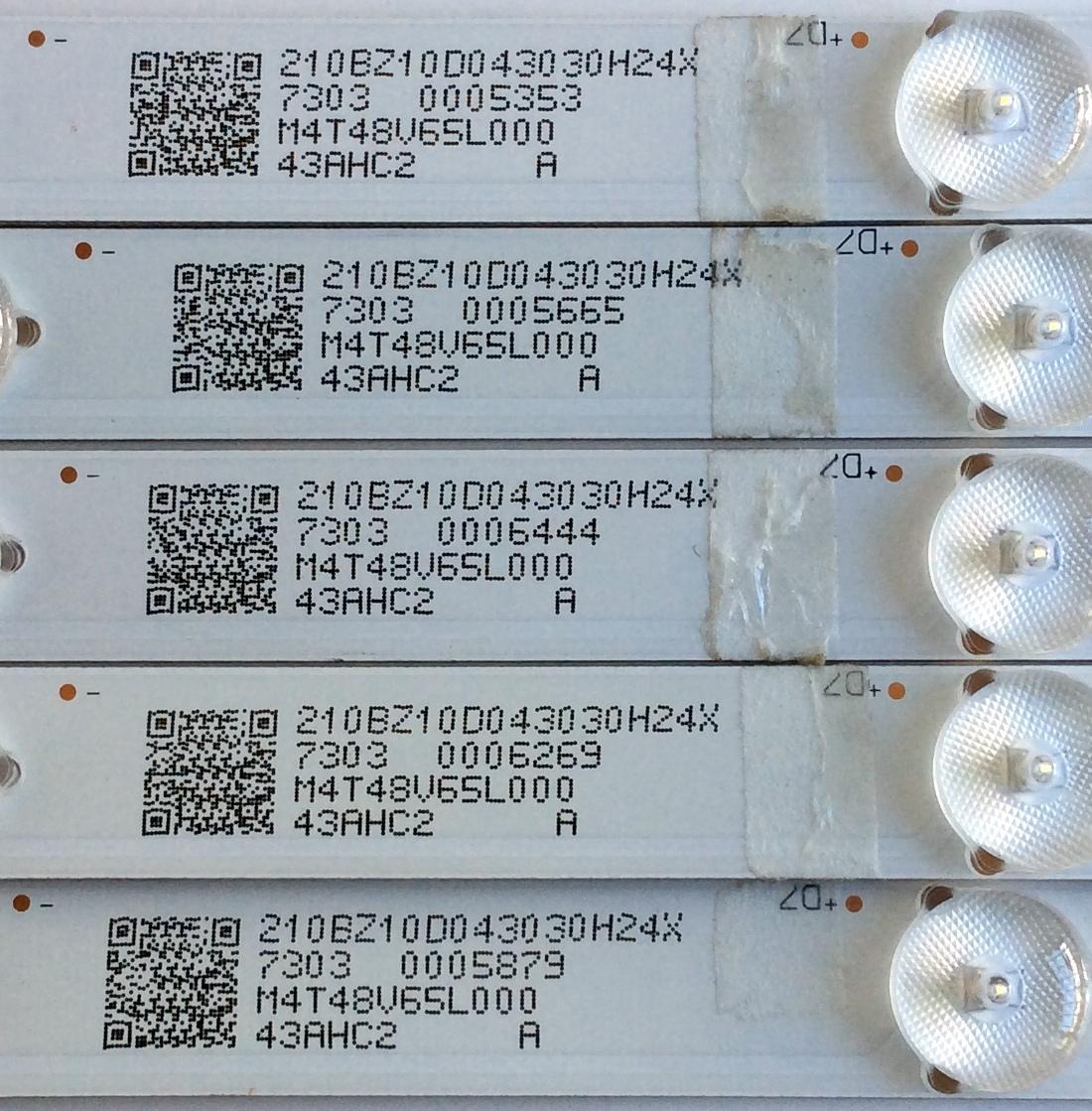 KIT DE LED´S PARA TV (5 PIEZAS) / INSIGNIA 210BZ10D043030H24X / LB-PF3030-GJD2P5435X10AHC2-D / 43AHC2 / M4T48V65L000 / M4T49V64AM00 / PANEL TPT430U3-QVN03.U REV:S0B0A / MODELO NS-43DR620NA18 - Imagen 3