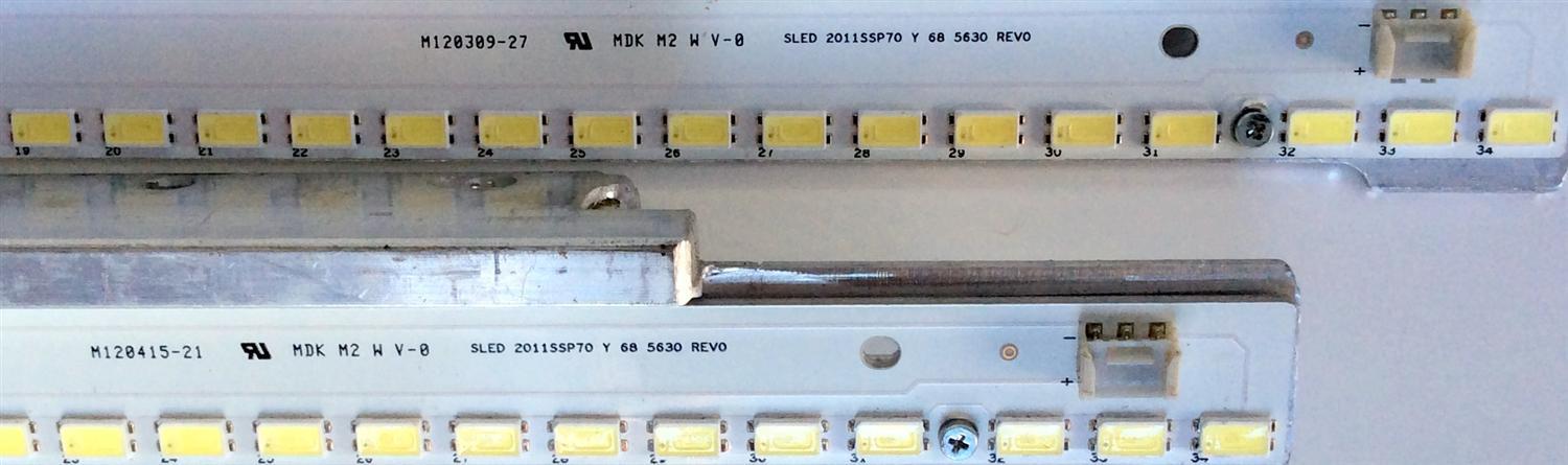 KIT DE LED´S PARA TV SHARP (2 PIEZAS) / NUMERO DE PARTE 2011SSP70 / SLED 2011SSP70 Y 68 5630 REV0 / M120309-29 / M120309-25 / M120309-27 / M120415-32 / M120415-14 / M120415-21 / PANEL LK695D3GV00D / MODELOS LC-70C8470U / LC-70LE845U - Imagen 4