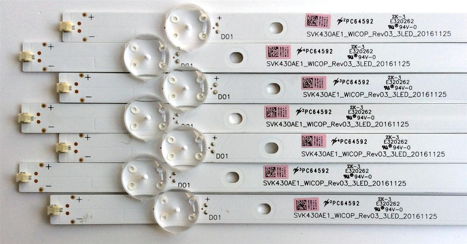 KIT DE LED´S PARA TV (7 PIEZAS) / TOSHIBA SVK430AE1_WICOP_Rev03_3LED_20161125 / PC64592 / E320262 / I0625H / A105C3 / PANEL´S K430WDRC / K430WDRA / MODELO 43L420U - Imagen 2