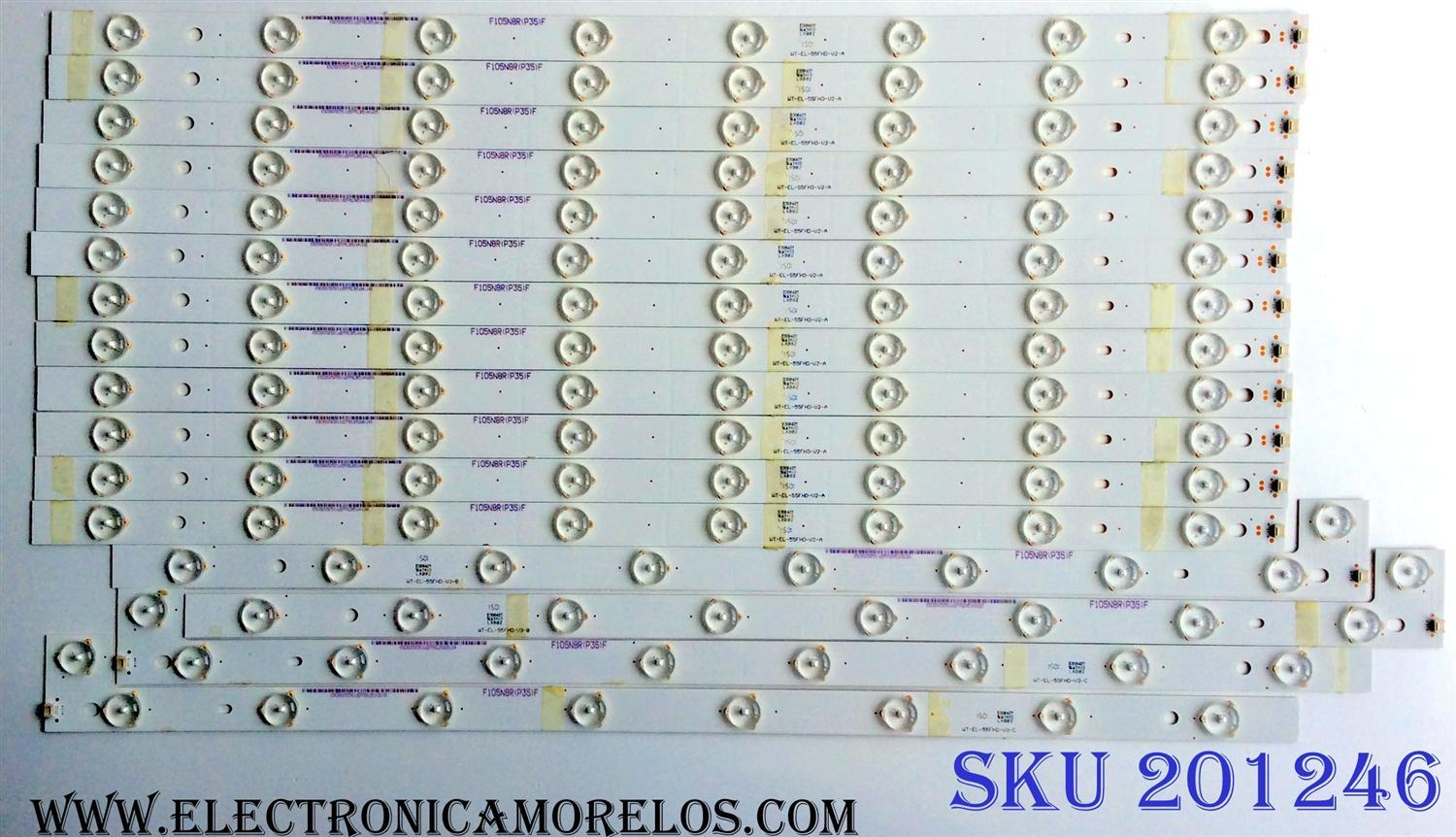 KIT DE LED´S PARA TV (16 PIEZAS) VIZIO WT-EL-55FHD-V2-A / WT-EL-55FHD-V3-B / WT-EL-55FHD-V3-C / F105N8R(P35)F / PANEL T550QVN03.0 / MODELOS M55-C2 / M55-C2 LWZASBAR