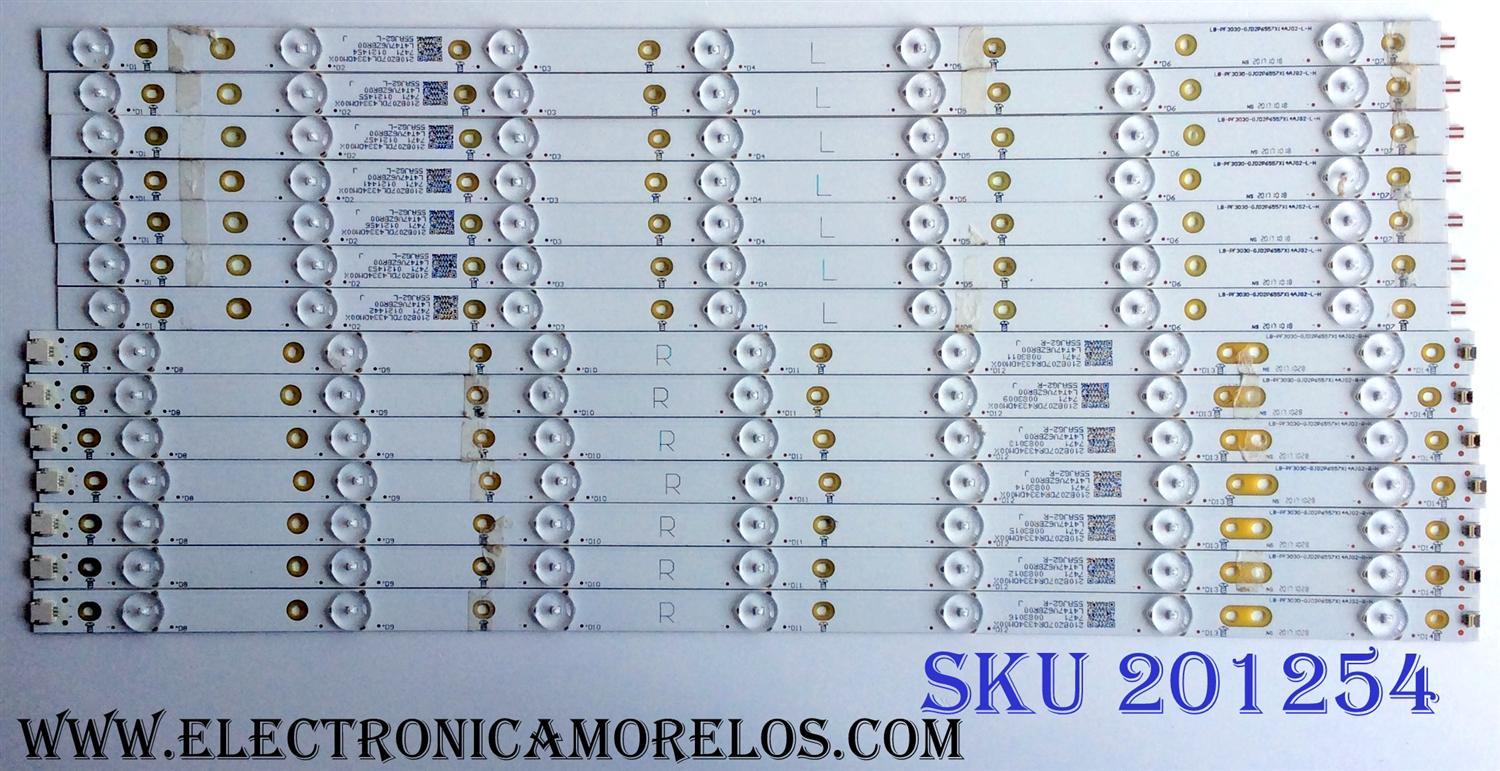KIT DE LED´S PARA TV (14 PIEZAS) / INSIGNIA LB-PF3030-GJD2P6557X14AJG2-L-H / LB-PF3030-GJD2P6557X14AJG2-R-H / L4T47V6ZBR00 / 210BZ07DL4334DM00X / 55AJG2-L / 55AJG2-R / PANEL TPT550U1-QVN05.U / MODELO NS-55DR620NA18