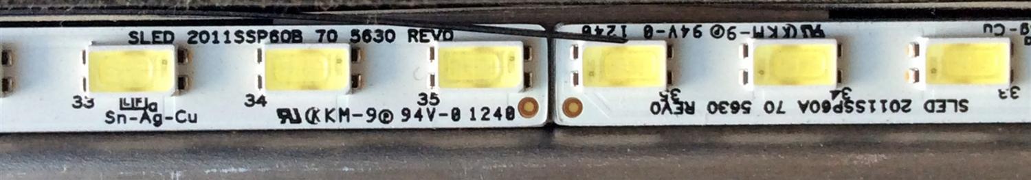KIT DE LED´S PARA TV (2 PIEZAS) / SHARP SLED 2011SSP60B 70 5630 REV0 / SLED 2011SSP60A 70 5630 REV0 / RB041WJ / PANEL LK600D3HB80V / MODELO LC-60LE847U - Imagen 2