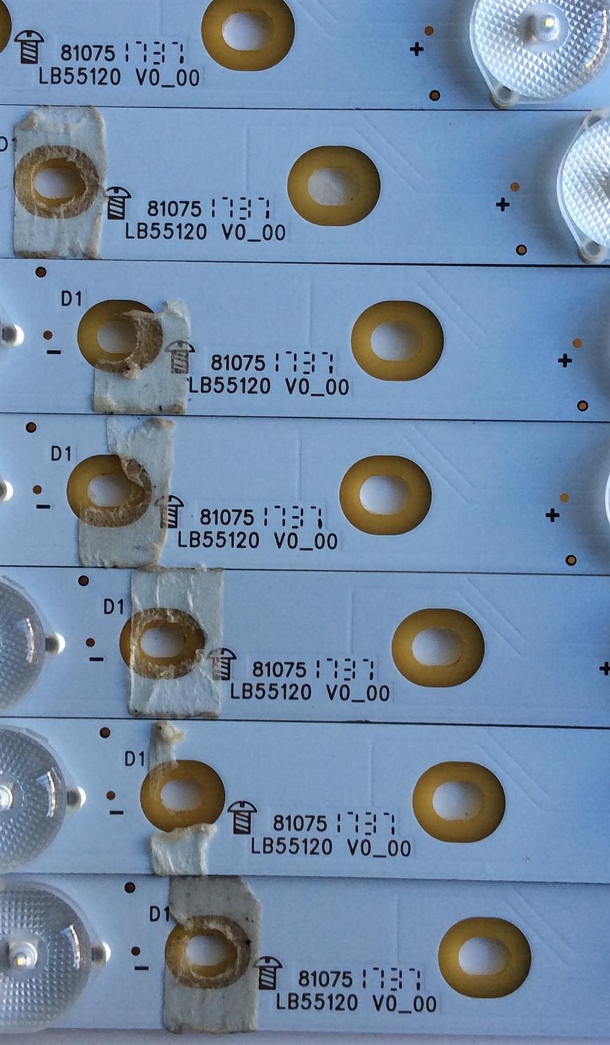 KIT DE LED´S PARA TV (14 PIEZAS) / INSIGNIA LB55120 V0_00 / LB55120 V1_00 / 210BZ07DR / 210BZ07DL / 43030M04L / PANEL TPT550U2-D072.L REV:S01B / MODELO NS-55DR620NA18 - Imagen 5