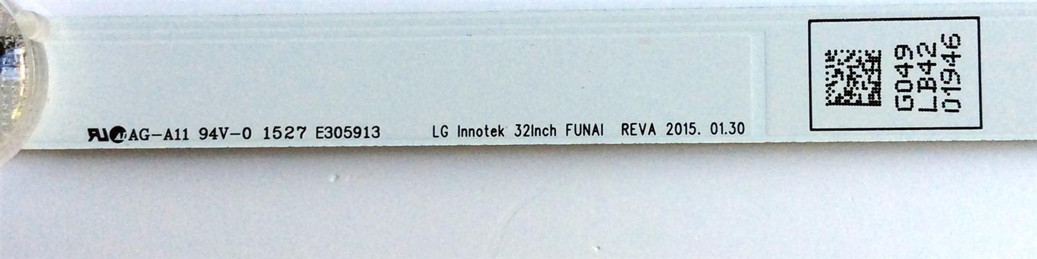 LED PARA TV / EMERSON UDULED0GS049 / 32W8S1P / LG INNOTEK 32INCH FUNAI REVA / REV.A / 01946 / PANEL U44FEXT / MODELO LF320EM4 - Imagen 4