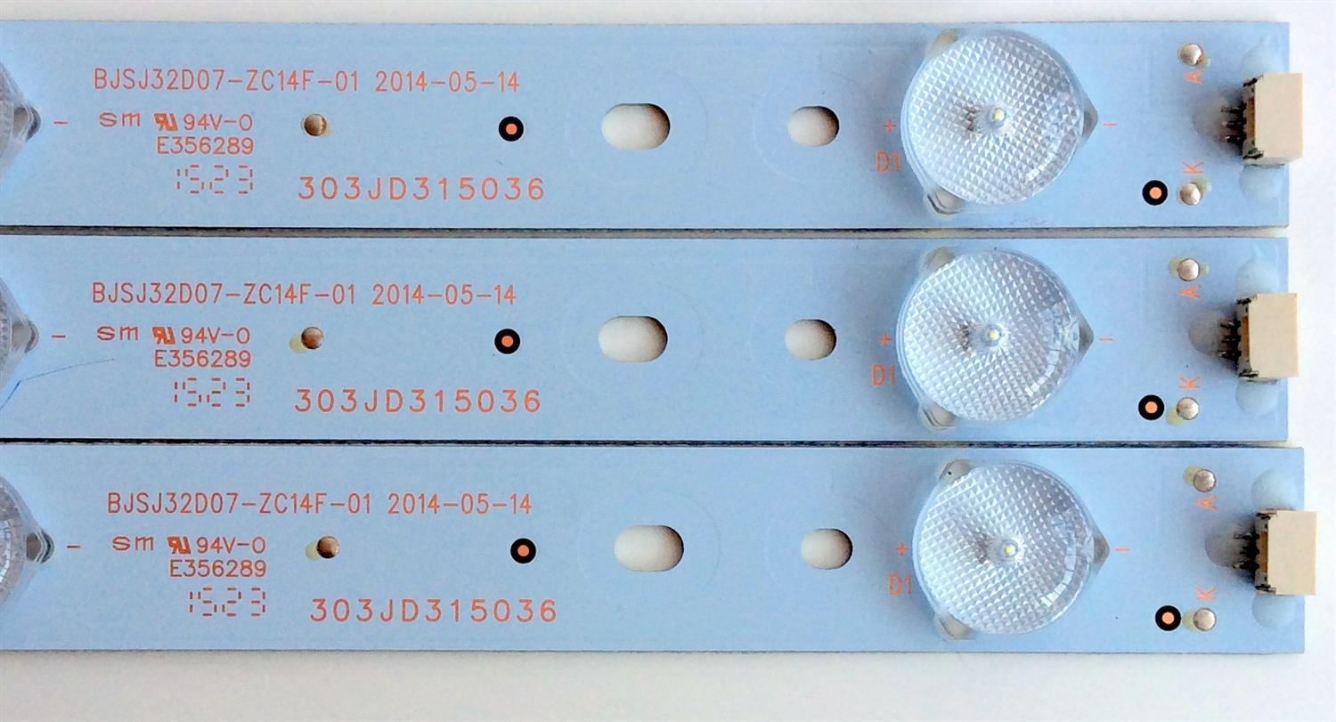KIT DE LED´S PARA TV (3 PIEZAS) / UPSTAR 303JD315036 / BJSJ32D07-ZC14F-01 / 2010008169-3 / 150618B17 / 2447620270T-02 / D315M06 / PANEL BOEI320WX1-01 / P32ES8 GC156E - Imagen 3