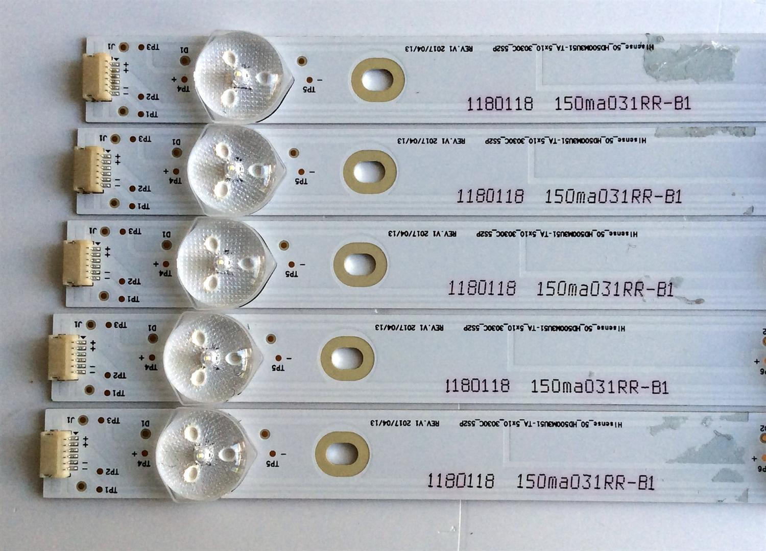 KIT DE LED´S PARA TV (5 PIEZAS) / HISENSE 1180118 / 15ma031RR-B1 / HE50QYJKE67 / Hisense_50_HD500M3U51-TA_5x10_3030C_552P / PANEL HD500M3U51-TA\S1\GM\ROH / 216944  / MODELO 50H8C - Imagen 3