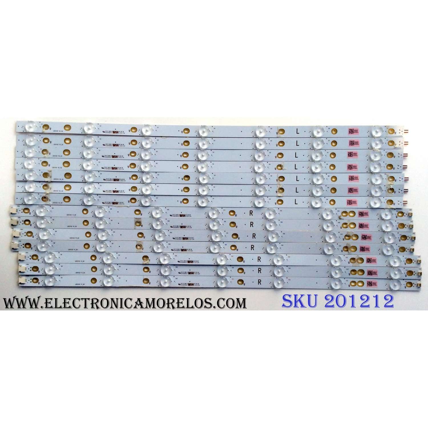 KIT DE LED´S PARA TV (14 PIEZAS) / INSIGNIA LB55120 V1_00 / 210BZ07DR / 210BZ07DL / 43030M04L / PANEL TPT550U2-D72.L REV:S01B / MODELO NS-55DR620NA18