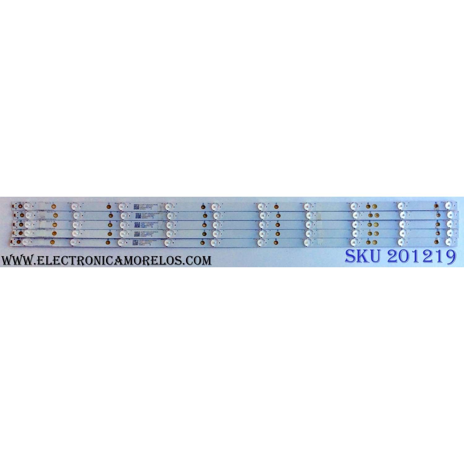 KIT DE LED´S PARA TV (5 PIEZAS) / INSIGNIA 210BZ10D043030H24X / LB-PF3030-GJD2P5435X10AHC2-D / 43AHC2 / M4T48V65L000 / M4T49V64AM00 / PANEL TPT430U3-QVN03.U REV:S0B0A / MODELO NS-43DR620NA18