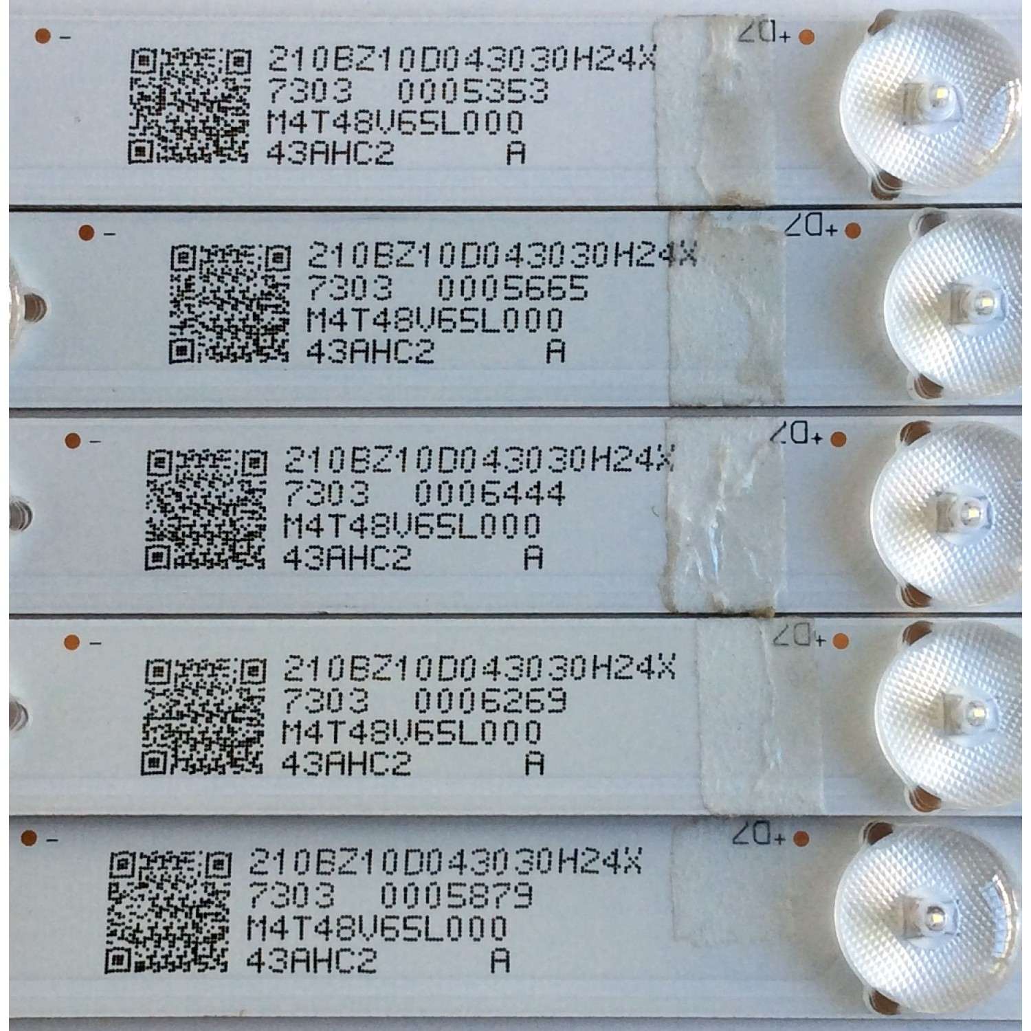 KIT DE LED´S PARA TV (5 PIEZAS) / INSIGNIA 210BZ10D043030H24X / LB-PF3030-GJD2P5435X10AHC2-D / 43AHC2 / M4T48V65L000 / M4T49V64AM00 / PANEL TPT430U3-QVN03.U REV:S0B0A / MODELO NS-43DR620NA18 - Imagen 3