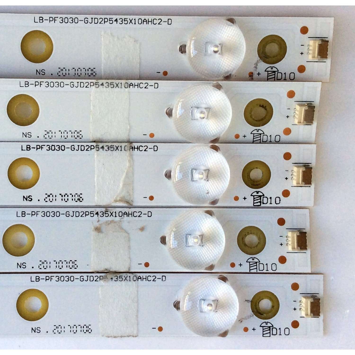 KIT DE LED´S PARA TV (5 PIEZAS) / INSIGNIA 210BZ10D043030H24X / LB-PF3030-GJD2P5435X10AHC2-D / 43AHC2 / M4T48V65L000 / M4T49V64AM00 / PANEL TPT430U3-QVN03.U REV:S0B0A / MODELO NS-43DR620NA18 - Imagen 2