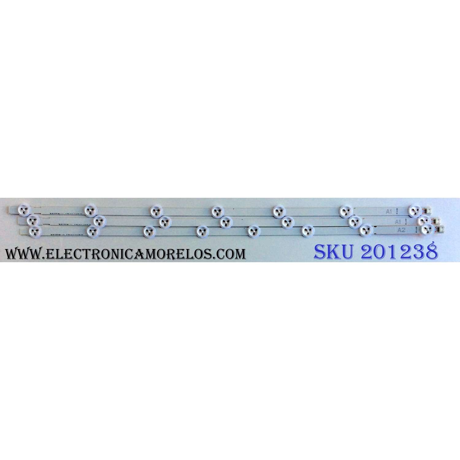 KIT DE LED´S PARA TV (3 PIEZAS) / LG 32"ROW2.1 REV0.9 1  A1-TYPE 6916L-1204A / 32"ROW2.1 REV0.9 1 A2-TYPE 6916L-1205A / SRD717 EB / 6091L-2223A / PANEL LC320DXE (SF)(R1) / MODELO 32LN530B-UA