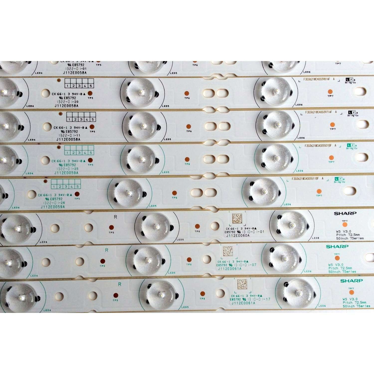 KIT DE LED´S PARA TV ((INCOMPLETO SOLO 8 PIEZAS)) / RCA J112E0058A / J112E0059A / J112E0060A / J112E0061A / E85792 / PANEL V500HJ1-P01-12V / MODELO LED50B45RQ V519-LE50B4C-B100228	 - Imagen 2