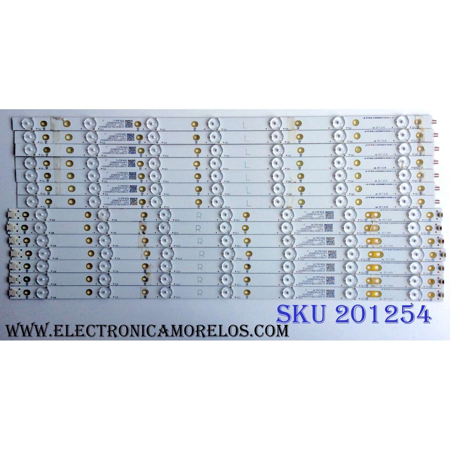 KIT DE LED´S PARA TV (14 PIEZAS) / INSIGNIA LB-PF3030-GJD2P6557X14AJG2-L-H / LB-PF3030-GJD2P6557X14AJG2-R-H / L4T47V6ZBR00 / 210BZ07DL4334DM00X / 55AJG2-L / 55AJG2-R / PANEL TPT550U1-QVN05.U / MODELO NS-55DR620NA18