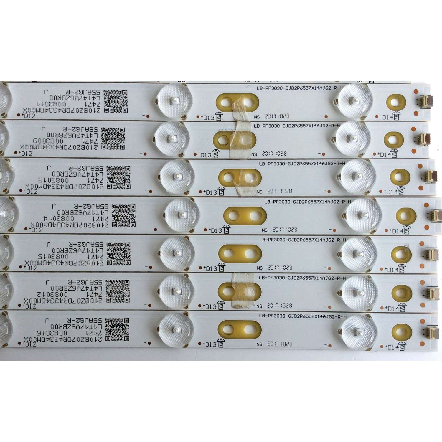 KIT DE LED´S PARA TV (14 PIEZAS) / INSIGNIA LB-PF3030-GJD2P6557X14AJG2-L-H / LB-PF3030-GJD2P6557X14AJG2-R-H / L4T47V6ZBR00 / 210BZ07DL4334DM00X / 55AJG2-L / 55AJG2-R / PANEL TPT550U1-QVN05.U / MODELO NS-55DR620NA18 - Imagen 2