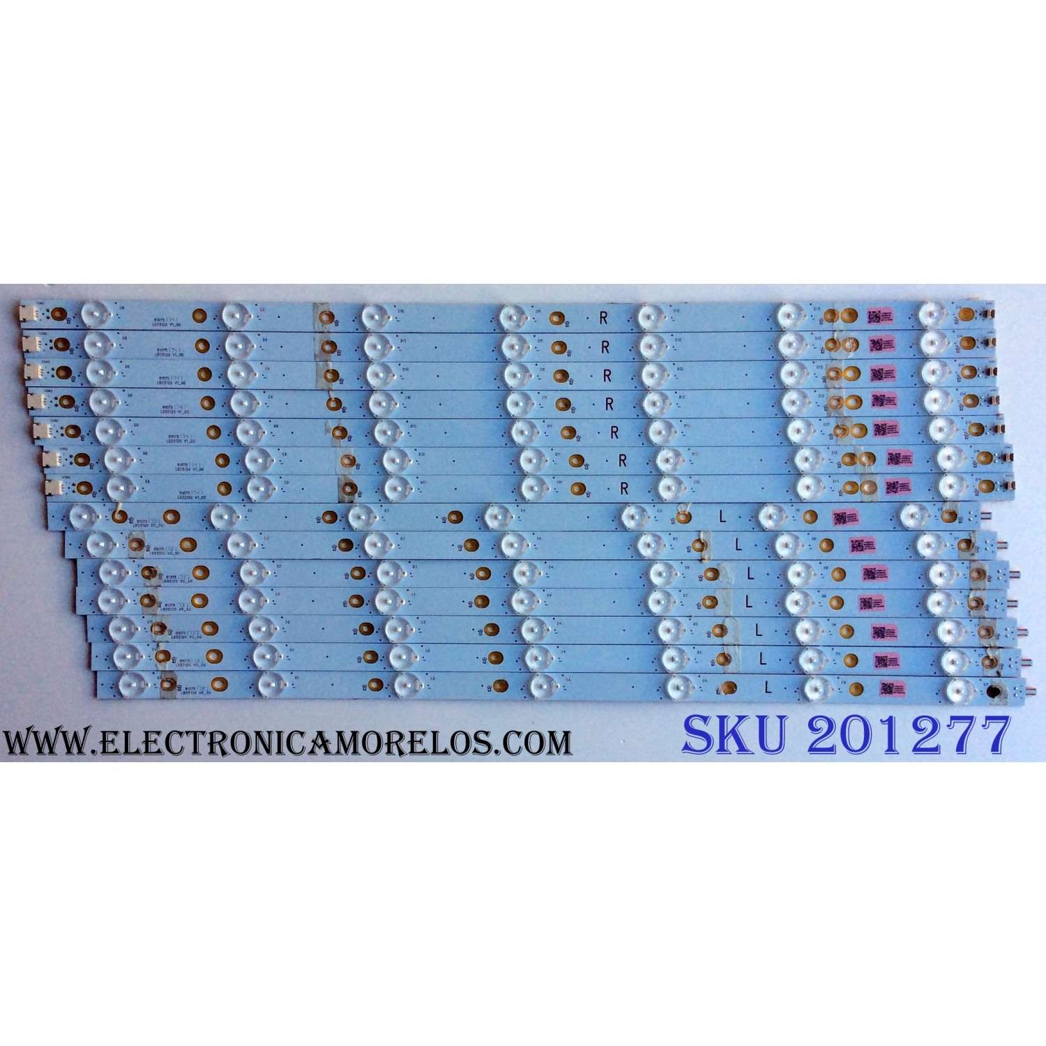 KIT DE LED´S PARA TV (14 PIEZAS) / INSIGNIA LB55120 V0_00 / LB55120 V1_00 / 210BZ07DR / 210BZ07DL / 43030M04L / PANEL TPT550U2-D072.L REV:S01B / MODELO NS-55DR620NA18