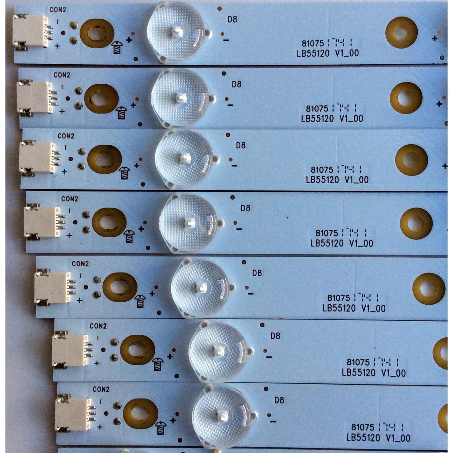 KIT DE LED´S PARA TV (14 PIEZAS) / INSIGNIA LB55120 V0_00 / LB55120 V1_00 / 210BZ07DR / 210BZ07DL / 43030M04L / PANEL TPT550U2-D072.L REV:S01B / MODELO NS-55DR620NA18 - Imagen 4
