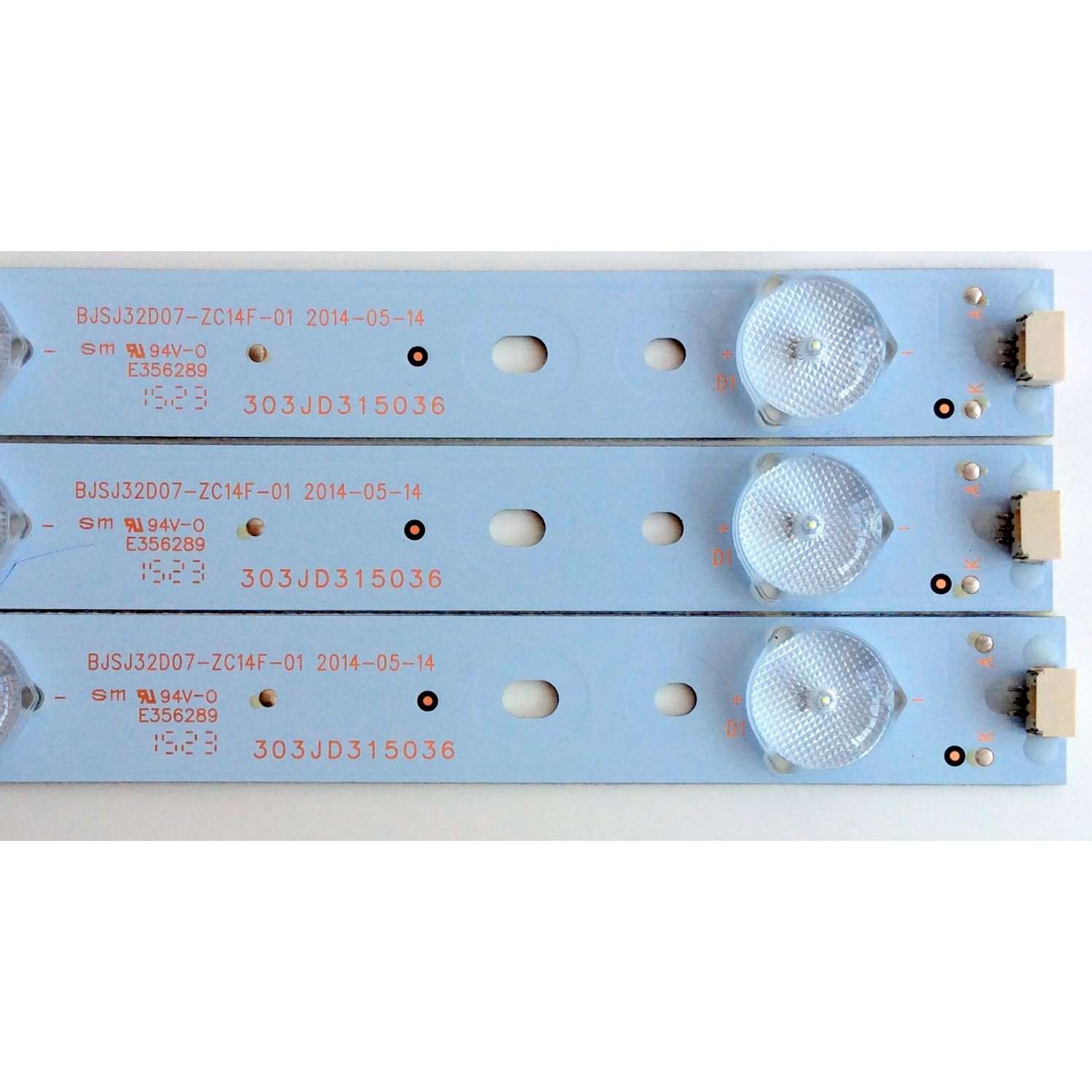 KIT DE LED´S PARA TV (3 PIEZAS) / UPSTAR 303JD315036 / BJSJ32D07-ZC14F-01 / 2010008169-3 / 150618B17 / 2447620270T-02 / D315M06 / PANEL BOEI320WX1-01 / P32ES8 GC156E - Imagen 3
