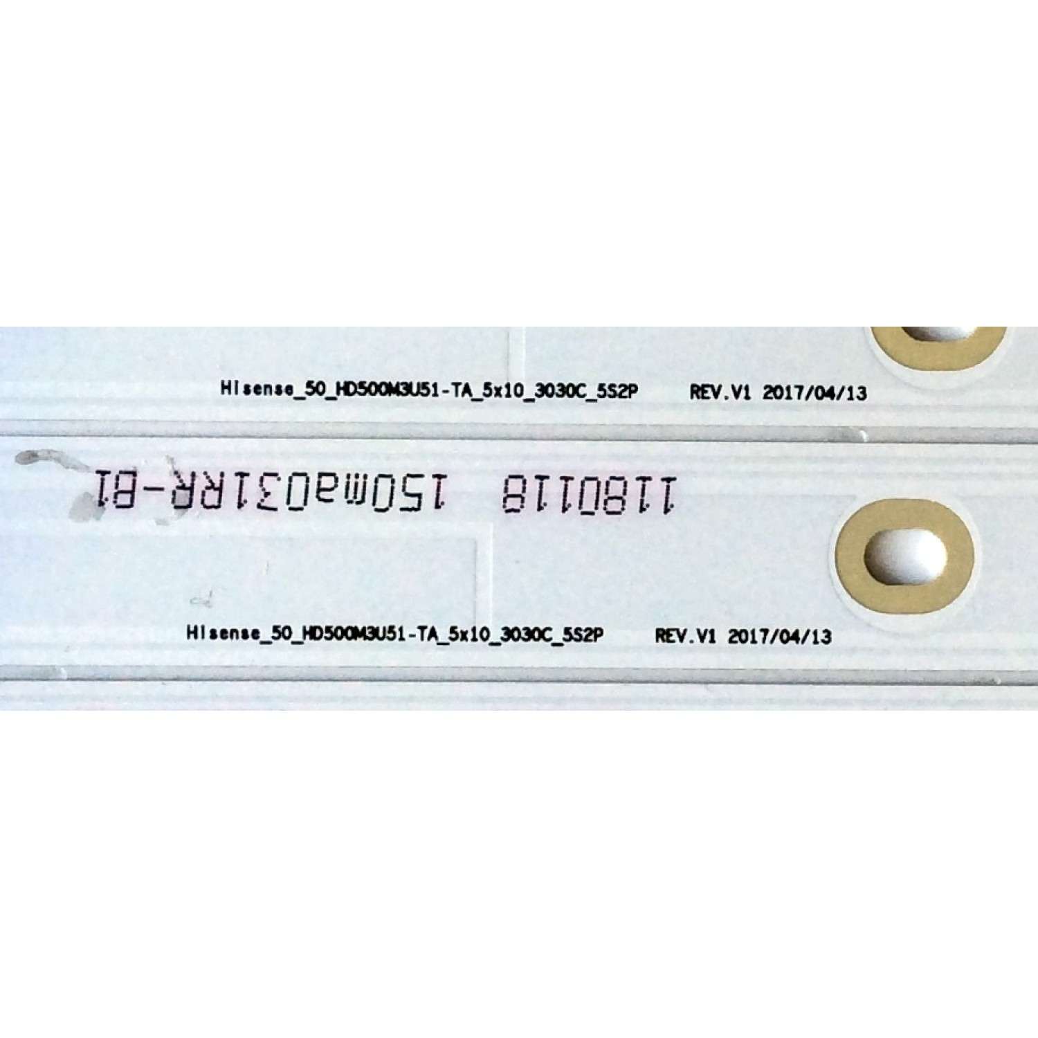 KIT DE LED´S PARA TV (5 PIEZAS) / HISENSE 1180118 / 15ma031RR-B1 / HE50QYJKE67 / Hisense_50_HD500M3U51-TA_5x10_3030C_552P / PANEL HD500M3U51-TA\S1\GM\ROH / 216944  / MODELO 50H8C - Imagen 2