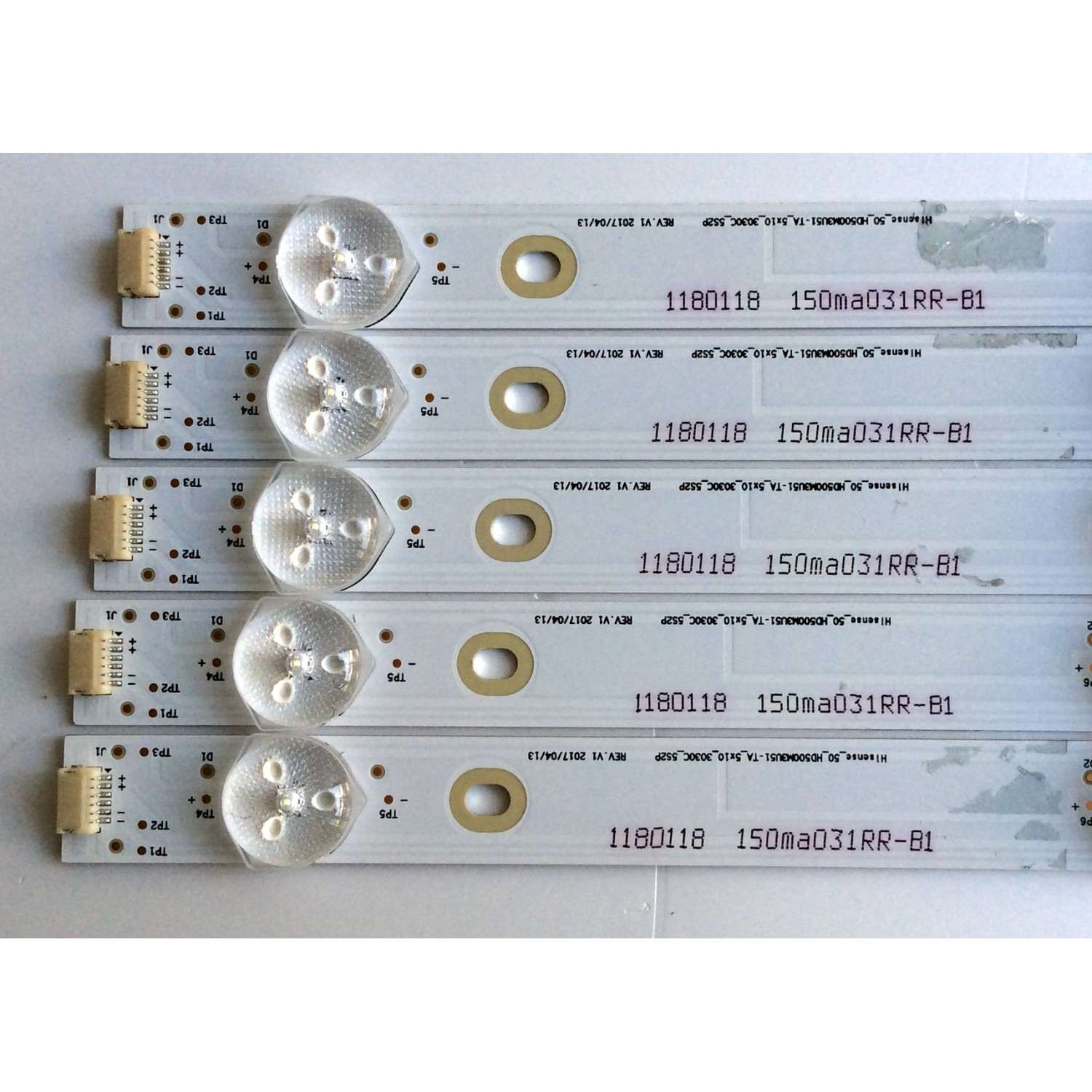 KIT DE LED´S PARA TV (5 PIEZAS) / HISENSE 1180118 / 15ma031RR-B1 / HE50QYJKE67 / Hisense_50_HD500M3U51-TA_5x10_3030C_552P / PANEL HD500M3U51-TA\S1\GM\ROH / 216944  / MODELO 50H8C - Imagen 3