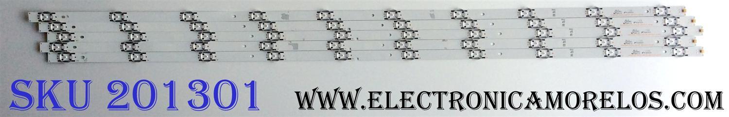 KIT DE LED´S PARA TV (5 PIEZAS) / HISENSE SVH500A63_REV03_10WICOP_UBH+SILK_161228 / SVH500A63&amp;A69 / F4B105B1 / 1177748 / S0722Q / E320262 / PANEL`S HD500K3U54\S0\GM\ROH / HD500K3U54\S8\GM\CKD\ROH / MODELO 50H6D