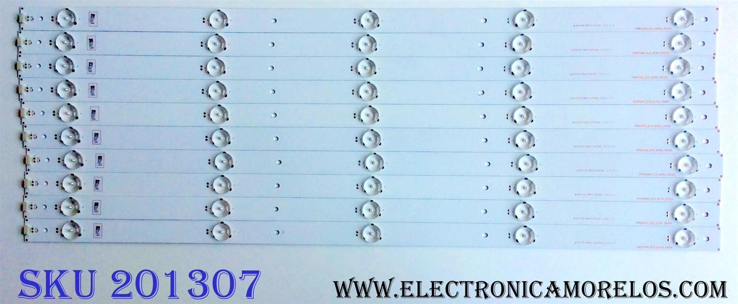 KIT DE LEDS ORIGINAL PARA TV HISENSE / INSIGNIA / 10 PIEZAS / NUMERO DE PARTE 1149578 / SVH550AH9 / SVH550AH9_5LED_REV04_150409 / PANEL HD550DF-E32 / MODELOS 55H5C / LED55EC290N / NS-55D510NA17