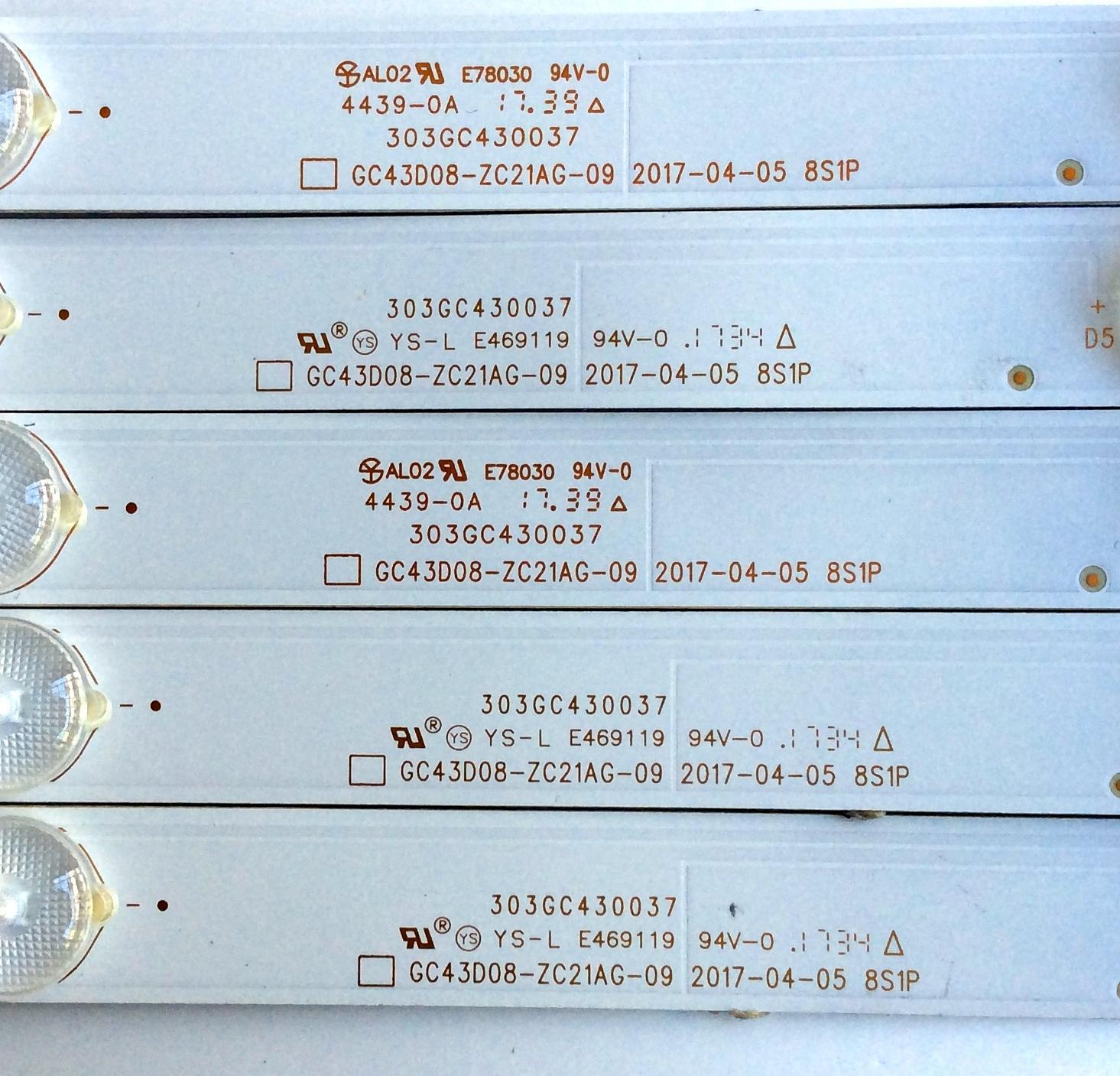 KIT DE LED´S PARA TV (5 PIEZAS) / VIZIO 303GC430037 / GC43D08-ZC21AG-09 / E469119 / GC430M07 / C3HA21 / 2010033385-2 / 170927B9 / 344761000114000 / PANEL BOEI430WU1 8N17A09 / MODELO D43n-E4 LHBFVNKT - Imagen 3