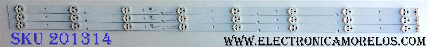 KIT DE LED´S PARA TV HISENSE ((3 PIEZAS)) / NUMERO DE PARTE JL.D40081330-003BS-M / 1155208 / 1175553 / PANEL`S JHD396DF / JHD396D5F01 / HD396DF / JHD396DF-E01 / HD400DF-E33/F2/S9/GM/ROH / MODELOS / 40H3B / 40H5B / 40H3C1 / LC-40LB480U / NS-40D510NA19