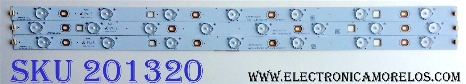 KIT DE LED`S PARA TV (3 PIEZAS) TCL 006-P2K1975A / TCL 32LE450U-787-7EA / 4C-LB320T-YH8ASP / UK5XZ8 / PANEL LVW320AUDX E1 V1 / MODELO LC-32LE450U