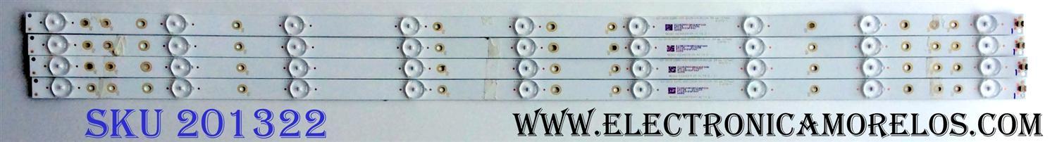 KIT DE LED`S PARA TV (4 PIEZAS) / VIZIO GJ-2K18-D2P5-400-D409-V4-PITCH  / 01D70-1 / GJ-2K18-D2P5-400-D409-V4 / 94V-0 E349376 / 210BZ09D0BCC4DF00D / PANEL TPT400LA-HN02.S REV:S801Z / MODELO D40F-F1 LTQEVVLU
