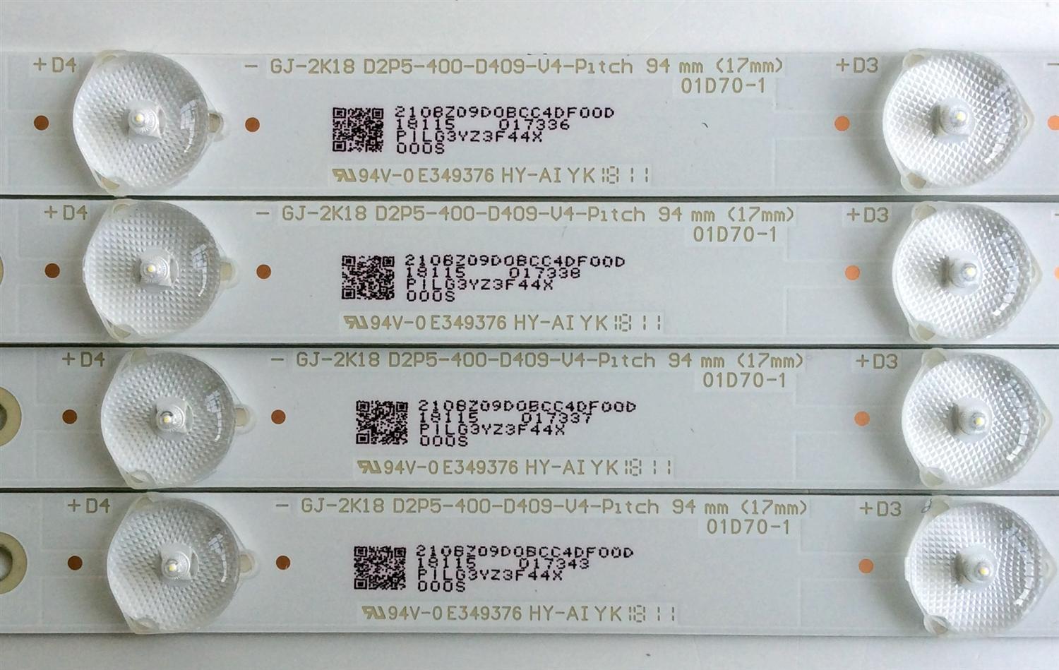KIT DE LED`S PARA TV (4 PIEZAS) / VIZIO GJ-2K18-D2P5-400-D409-V4-PITCH  / 01D70-1 / GJ-2K18-D2P5-400-D409-V4 / 94V-0 E349376 / 210BZ09D0BCC4DF00D / PANEL TPT400LA-HN02.S REV:S801Z / MODELO D40F-F1 LTQEVVLU - Imagen 2
