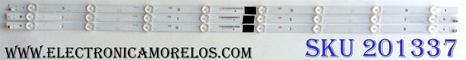 KIT DE LED´S PARA TV (3 PIEZAS) VIZIO IC-B-VZAA39D690 / IC-B-VZAA39D690A / IC-B-VZAA39D690B / IC-B-VZAA39D690C / E330254 / SC3S / 098101003125 / 098101003126 / 098101003127 / PANEL T390XVN01.0 / MODELO D390HN-E0