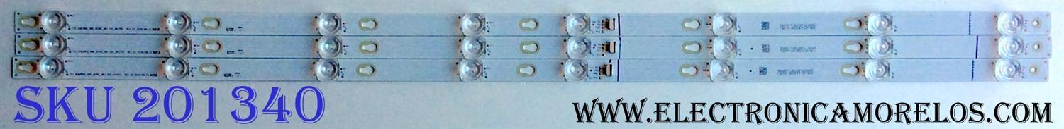 KIT DE LED'S PARA TV ((3 PIEZAS)) / NUMERO DE PARTE 4C-LB4308-YH05J / TOT_43D2900_3X8_3030C_D6T-2D1_4S1PX2 REV.V2 / T0T_43D2900_3X8_3030C_D6T-2D1_4S1PX2 REV.V2 / PANEL'S LVF430ND1L / LVF430CS0T E7 V1 / MODELOS 43S303 / 43S305 / 43S303TBAA