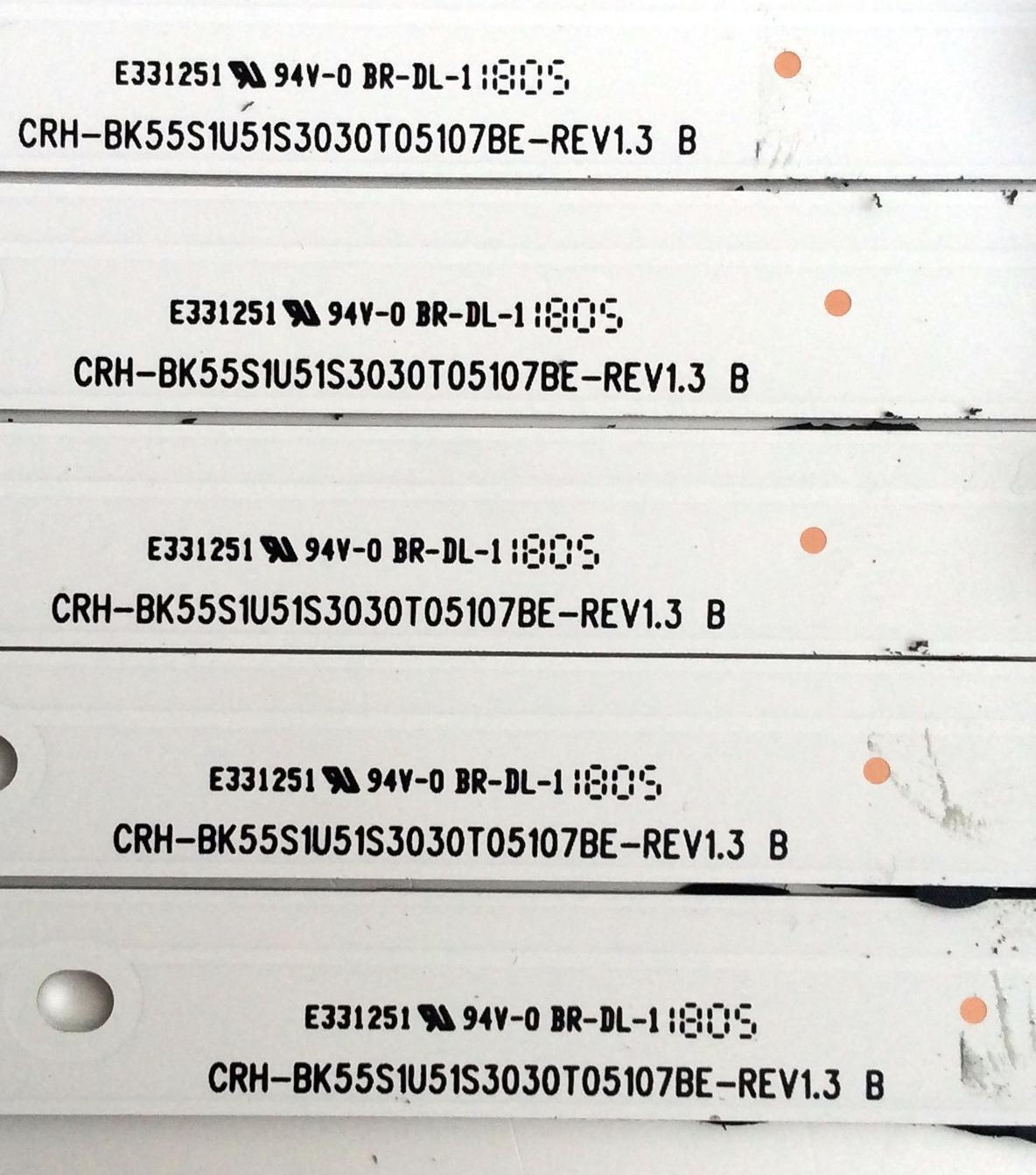 KIT DE LED´S PARA TV (5 PIEZAS) / HISENSE CRH-BK55S1U51S3030T05107BE-REV1.3 B / L05BY162K21D83F-B1 / 1187275 / PANEL`S HD550S1U51-T0\S1\GM\ROH 228720 / HD550S1U51-T0 / MODELO 55H6E - Imagen 2