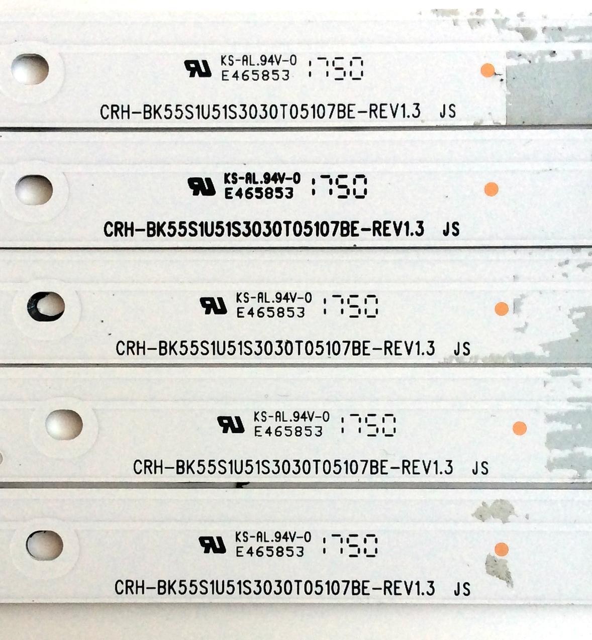KIT DE LED´S PARA TV (5 PIEZAS) / HISENSE  1187275 / CRH-BK55S1U51S3030T05107BE / CRH-BK55S1U51S3030T05107BE-REV1.3 JS / L07AY166K21D70R-B1 / PANEL HD550S1U51-T0 / MODELO 55H6E - Imagen 2
