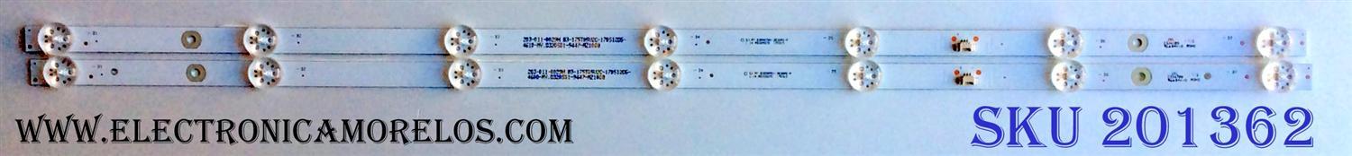 KIT DE LED´S PARA TV (2 PIEZAS) / POLAROID SJ.MY.D3200701-3030AS-M / 1.14.MD320070 / 170315 / 203-011-0029H / B3-175T05V2C-170512D5 / PANEL V320BJ6-Q01 / MODELO 32GSR3000FC