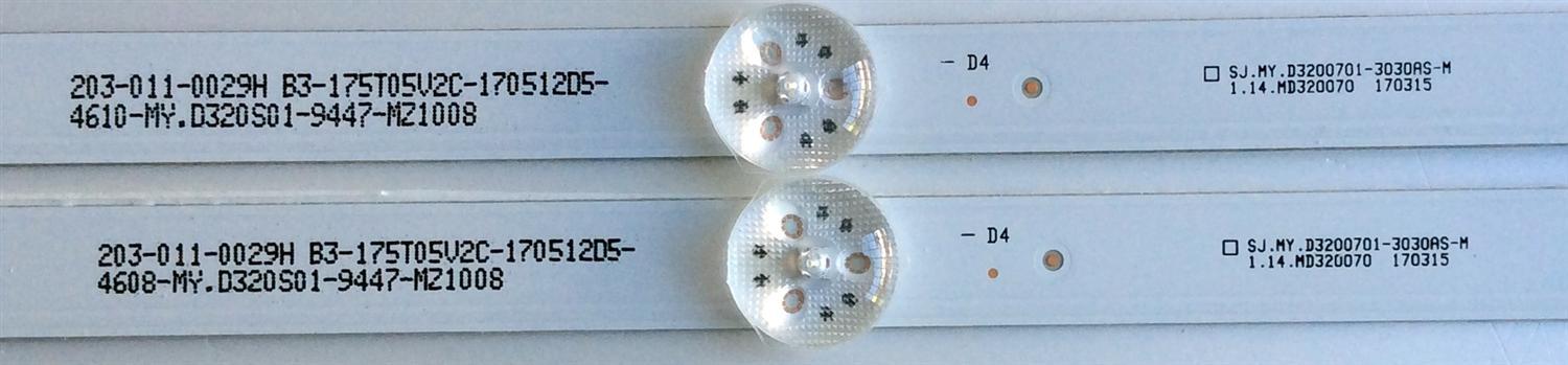 KIT DE LED´S PARA TV (2 PIEZAS) / POLAROID SJ.MY.D3200701-3030AS-M / 1.14.MD320070 / 170315 / 203-011-0029H / B3-175T05V2C-170512D5 / PANEL V320BJ6-Q01 / MODELO 32GSR3000FC - Imagen 2
