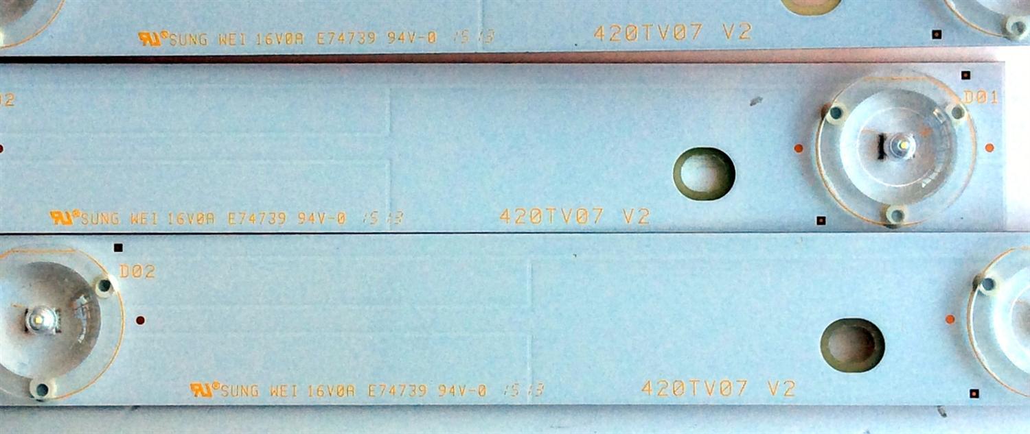 KIT DE LED`S PARA TV (3 PIEZAS) / INSIGNIA 420TV07 V2 / SUNG WEI 16V0A E74739 94V-0 / YX-42S25E06-4DDN1-0-C-55D / PANEL T430HVN01.7 / MODELO NS-43D420NA16 - Imagen 3