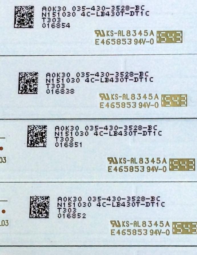 KIT DE LED´S PARA TV (8 PIEZAS) / JL.D43051235-140CS-M / 4C-LB430T-DT1C / E465853 / 035-430-3528-BC / N151030 T303 / PANEL LVW430LGDX E1 V5 / MODELO ¨43¨ - Imagen 4