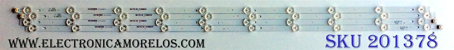 KIT DE LED´S (4 PIEZAS) / ELEMENT 3P43DX005-A0 / 0343DX008 / A707120229 / A707120231 / A707120214 / A707120216 / E471763 / PANEL MD4312YTAU / MODELO E4SFC4317