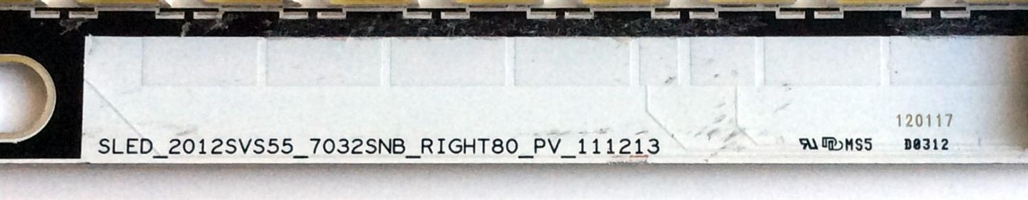 LED PARA TV (SOLO 1 PIEZA) / ((INCOMPLETO)) / SAMSUNG SLED_2012SVS55_7032SNB_RIGHT80_PV_111213 / 2012SVS55 / 120117 / D0312 / M217 D / 002204 / E5P424 / PANEL LTJ550HQ16-V / MODELO UN55ES7500FXZA TS01 - Imagen 3