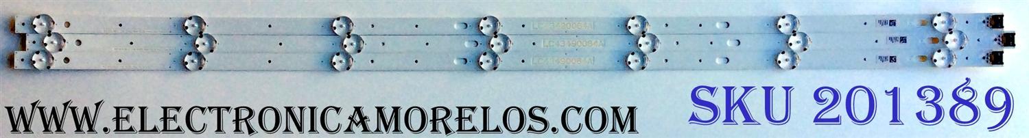 KIT DE LED´S PARA TV (3 PIEZAS) / LG LC43490064A / AG-D1 / 94V-0 / 1736 / WOOREE 43inch FHD_LED Array_A-Type_161024 / K74B / 6HMA / LC4349 / 0064A / BOE / PANEL NC430DUE-ABFX1 / MODELO 43LJ5500-UA BUSYLJM