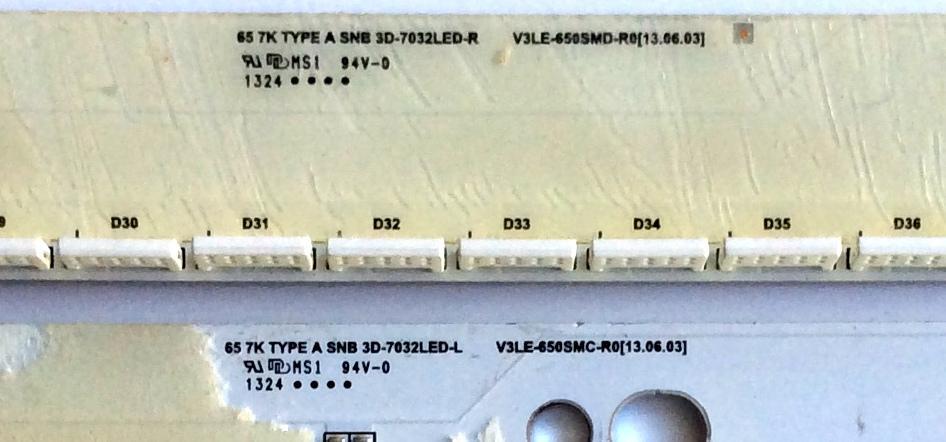 KIT DE LED´S PARA TV (4 PIEZAS) / SAMSUNG / 3D-7032LED-L / V3LE-650SMC-R0 / 3D-7032LED-R / V3LE-650SMD-R0 / 65FHZW / BN96-28865A / BN96-28866A / BN96-28867A / BN96-28868A / 65 7K TYPE B / 65 7K TYPE A / PANEL CY-SF650DSLV1H / MODELO UN65F7100AFXZA TH02 - Imagen 3