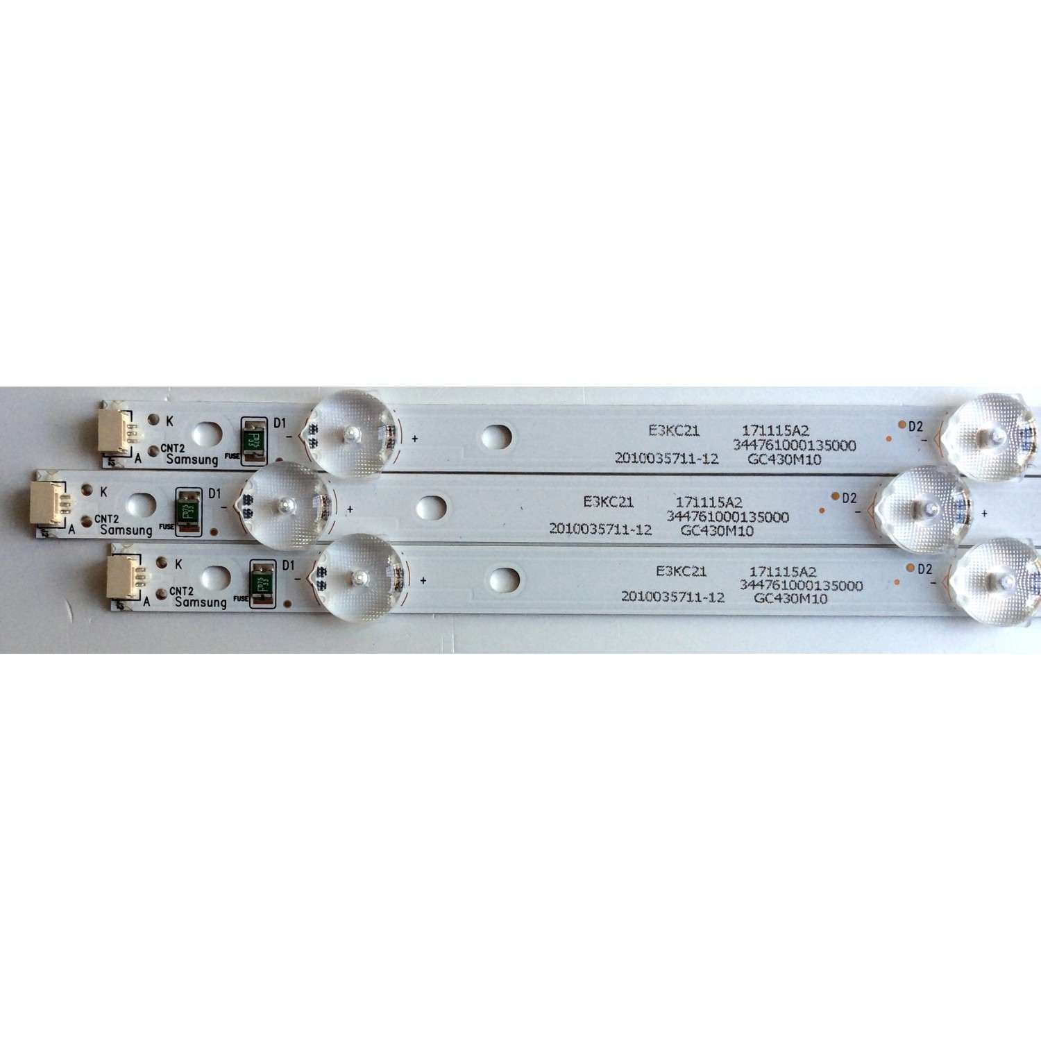 KIT DE LED´S PARA TV (3 PIEZAS) / SAMSUNG 303GC430043 / GC43D08-ZC22AG / E469119 / 2010035711-12 / 171115A2 / 344761000135000 / GC430M10 / PANEL´S BOEI430WU1 4A17B27 / HV430FHB-N1A / MODELOS UN43J5202AFXZA BZ01 / UN43M5300AFXZA BB02 / UN43J5200AFXZA - Imagen 5