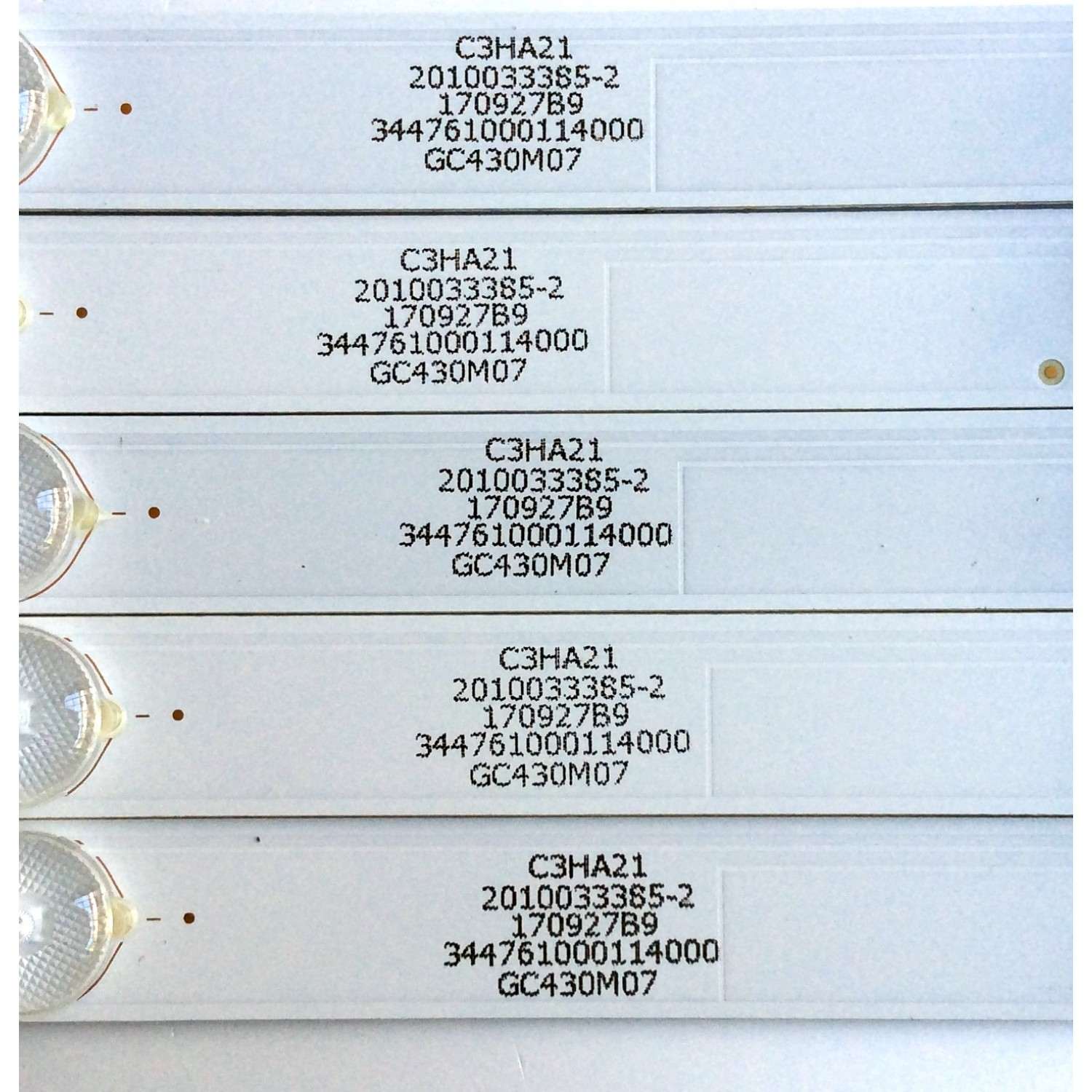 KIT DE LED´S PARA TV (5 PIEZAS) / VIZIO 303GC430037 / GC43D08-ZC21AG-09 / E469119 / GC430M07 / C3HA21 / 2010033385-2 / 170927B9 / 344761000114000 / PANEL BOEI430WU1 8N17A09 / MODELO D43n-E4 LHBFVNKT - Imagen 4