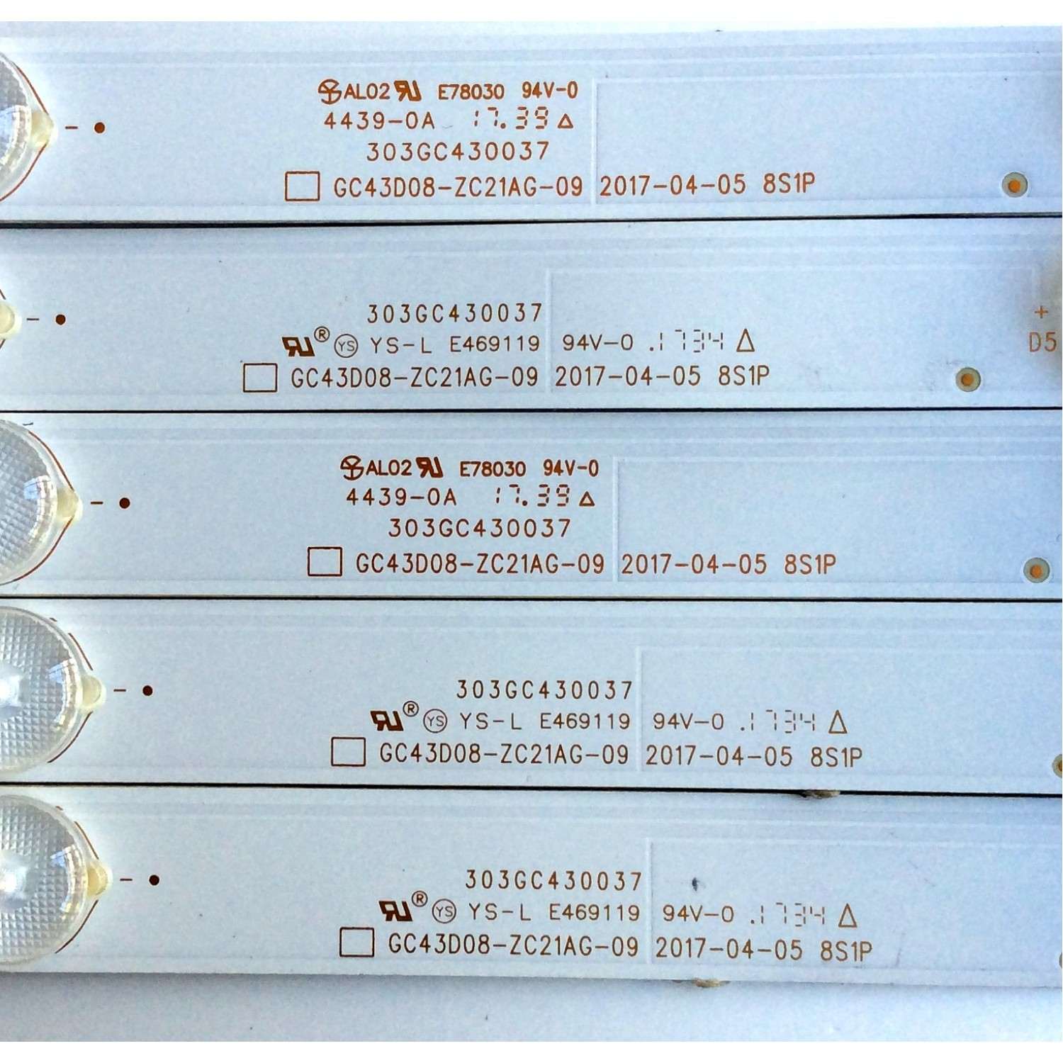 KIT DE LED´S PARA TV (5 PIEZAS) / VIZIO 303GC430037 / GC43D08-ZC21AG-09 / E469119 / GC430M07 / C3HA21 / 2010033385-2 / 170927B9 / 344761000114000 / PANEL BOEI430WU1 8N17A09 / MODELO D43n-E4 LHBFVNKT - Imagen 3