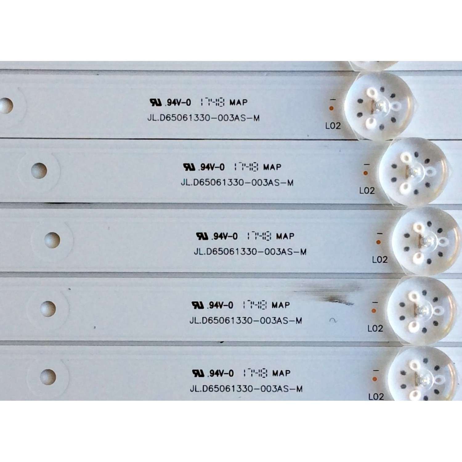 KIT DE LED´S PARA TV (14 PIEZAS) / HISENSE JL.D65061330-003AS-M / JL.D65061330-003BS-M / 1178979 / 0007 / 739628 / 1178979 / 18A F5 B 30 B1 N171204 WH / PANEL HD650M5U52-B1\S0\GM\ROH / 217179 / MODELO 65H6D - Imagen 2