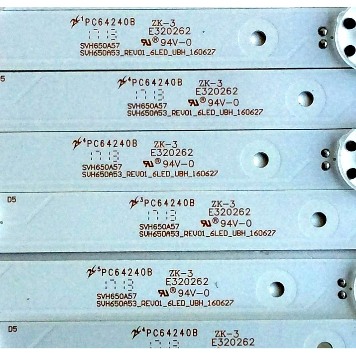 KIT DE LED´S PARA TV (14 PIEZAS) / HISENSE SVH650A53_REV01_6LED_UBH_160627 / SVH650A57 / S0525Z / 1168990 / PANEL HD650M5U51-B1\S0\GM\ROH 211690 / MODELO 65H6D / SERIE 65G1713D5 - Imagen 4